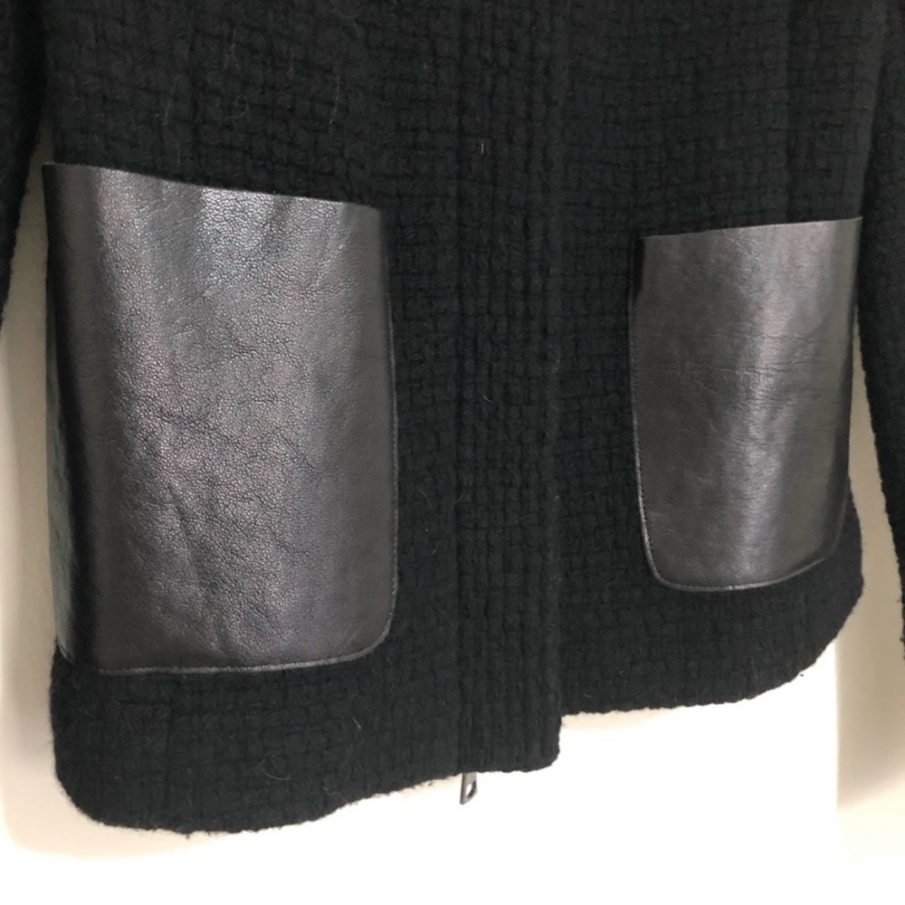 🧥Vince wool basket weave leather zip moto jacket ❤️ - Picture 7 of 9